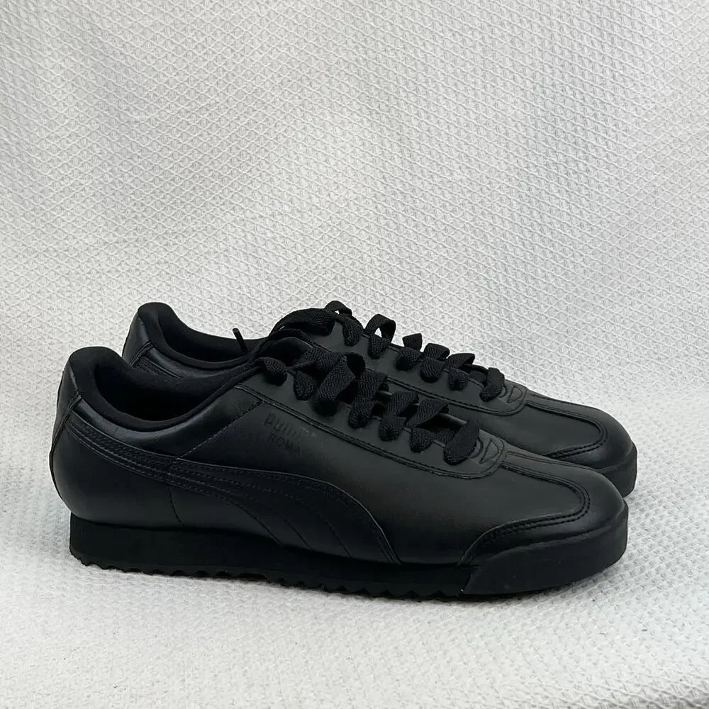 Puma Roma Triple Black Leather Sneakers Men’s Size 8 New EU 40.5 Shoes